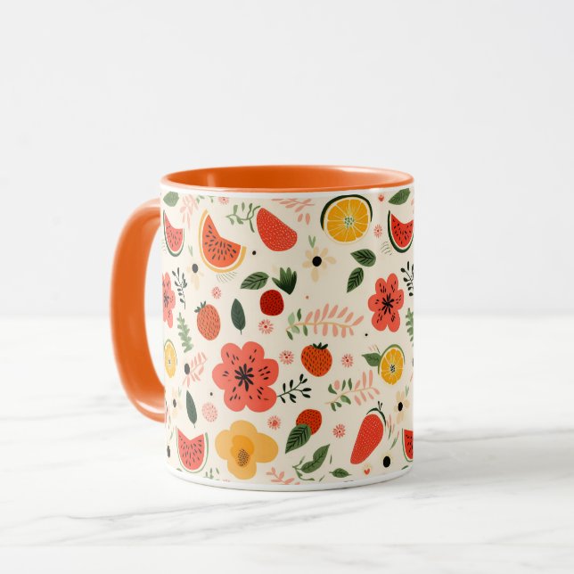 Mug Agrumes Orange Fruits Motifs sans couture (Devant gauche)