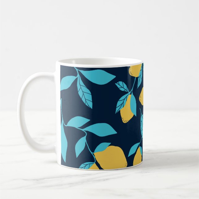 Mug Agrumes simples : citrons sur le bleu. (Gauche)