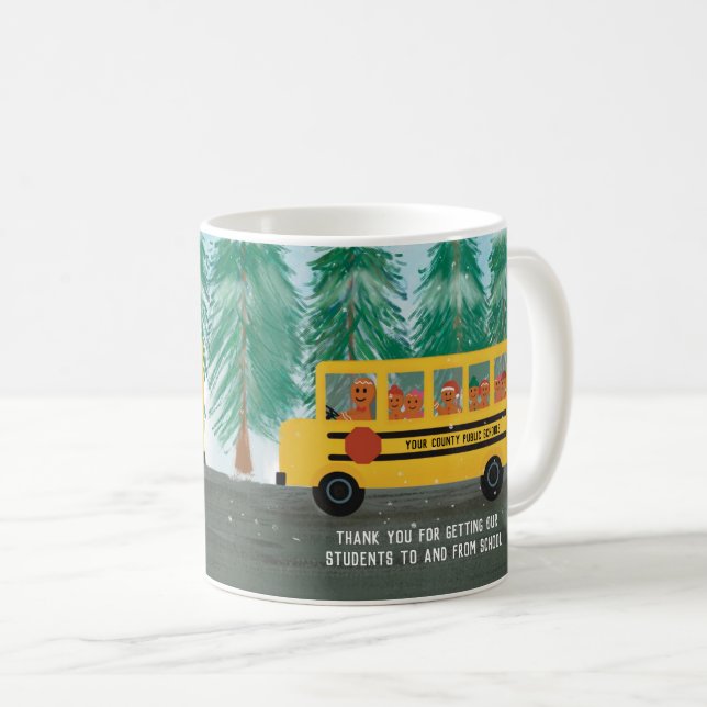 Mug Aide-cadeau de Noël pour chauffeur d'autobus scola (Devant droit)
