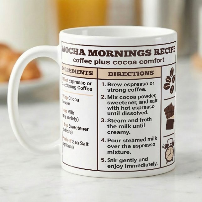 Mug Aide-mémoire de recette de Mocha Café, (Créateur téléchargé)