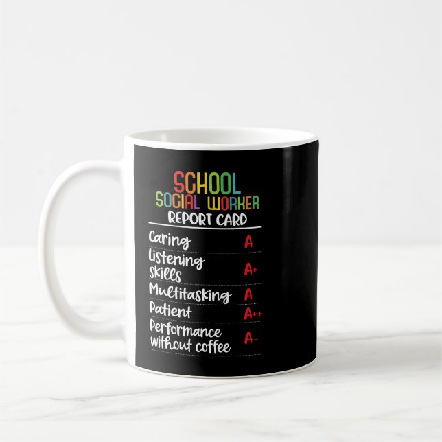 Mug Aide sociale de l'école Rapport carte cadeau (Gauche)