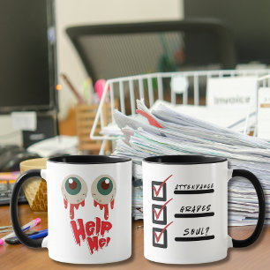 Mug Aidez-moi yeux de zombie de professeur Halloween