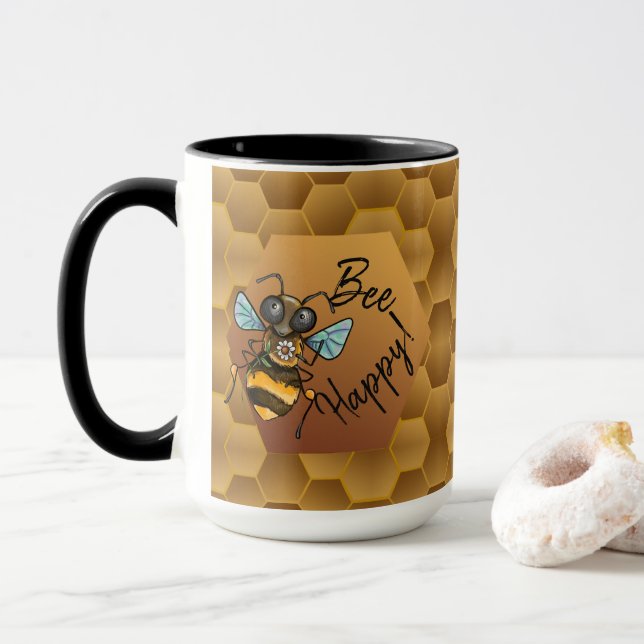 Mug Aie Du Bonheur ! Abeille de miel mignonne (Avec donut)