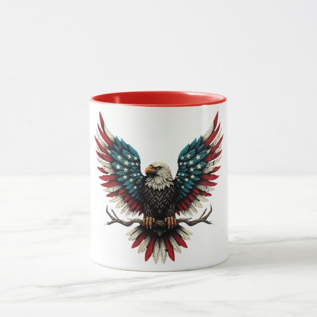 Mug Aigle américain chauve rustique patriotique (Centre)