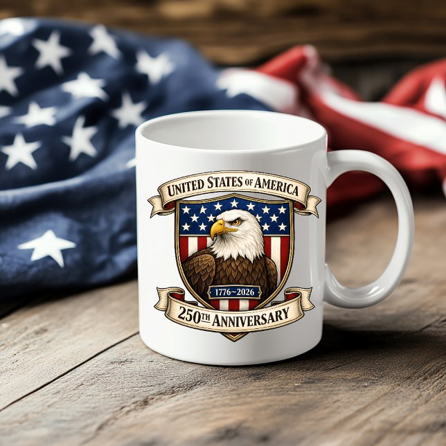 Mug Aigle américain et dessin de bouclier de drapeau (Créateur téléchargé)
