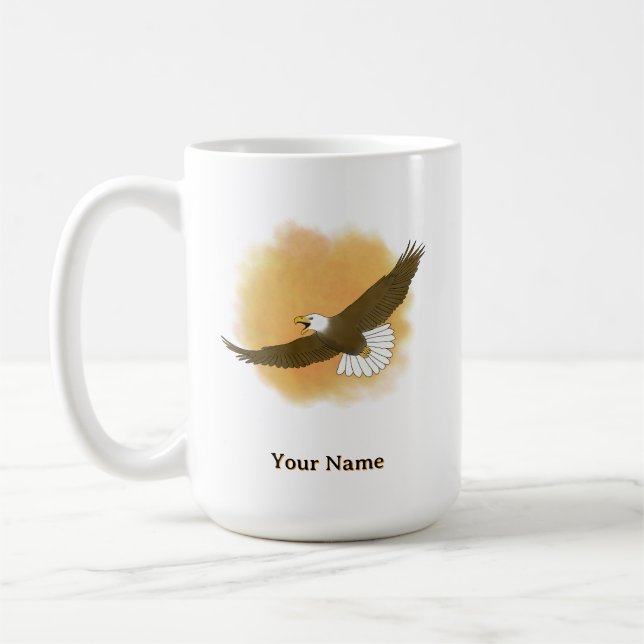 Mug Aigle américain personnalisé avec fond orange (Gauche)