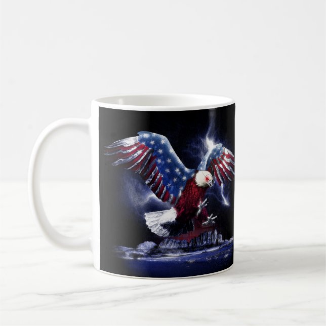Mug Aigle avec ailes du drapeau américain (Gauche)