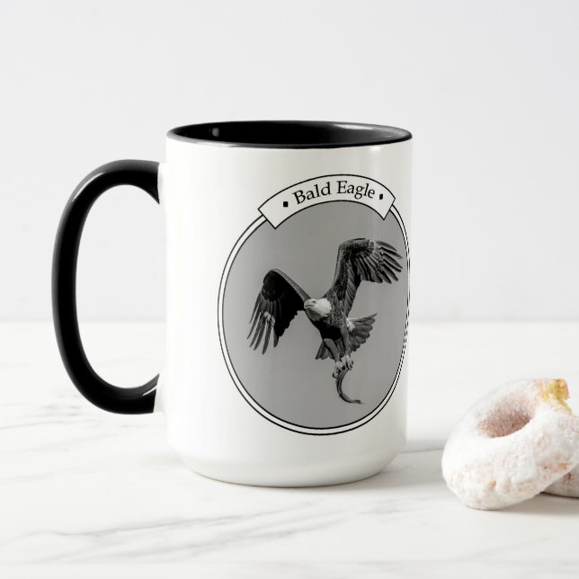 Mug Aigle Bald avec un poisson (Avec donut)