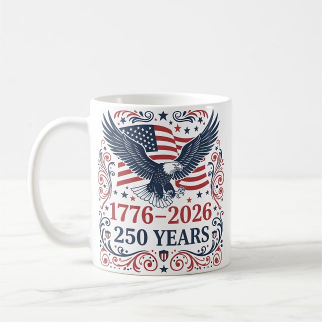 Mug Aigle chauve 250 ans de liberté Nom personnalisé (Gauche)