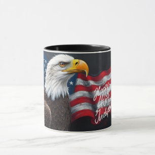 Mug Aigle chauve avec drapeau américain Art du 4 juill