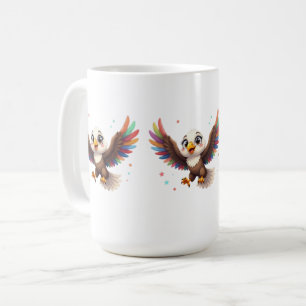 Mug Aigle de dessin animé mignon en vol – Art vectorie