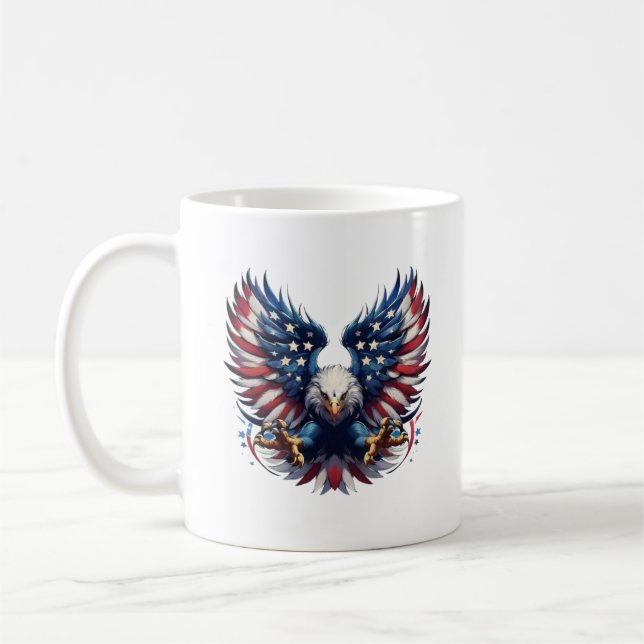 Mug Aigle du drapeau américain, Clipart de sublimation (Gauche)