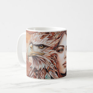 Mug Aigle - Femme - Loup - art à l'aquarelle 1 - Fan F
