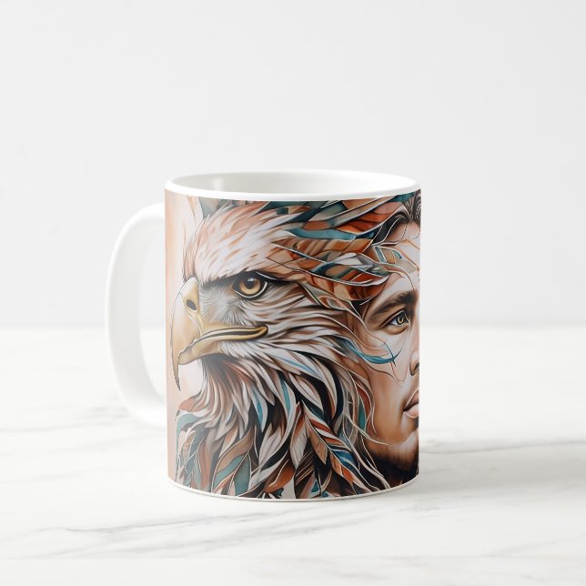 Mug Aigle - Homme - Loup - art aquarelle 1 - Fan Fun (Devant gauche)