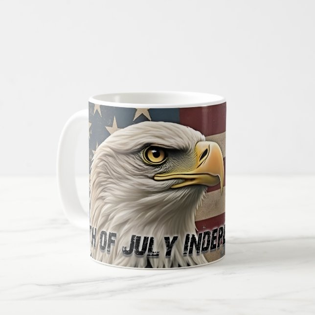 Mug Aigle majestueux et drapeau – Esprit de liberté (Devant gauche)