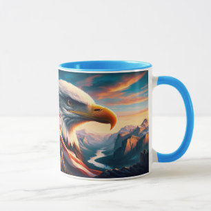 Mug Aigle Majestueux Fusionné Avec Drapeau Américain 3