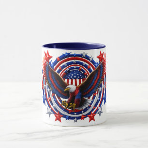 Mug Aigle Néon Patriotique Éclatant – Rouge Blanc & Bl