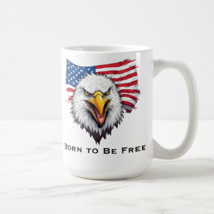 Mug Aigle Patriotique Né pour être Libre, Drapeau Amér