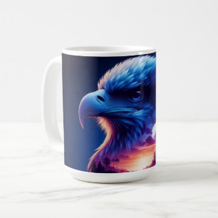 Mug Aigle superposé avec paysage de coucher de soleil 