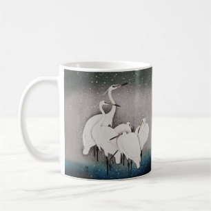 Mug Aigrettes de Koson dans la neige : vintage japonai