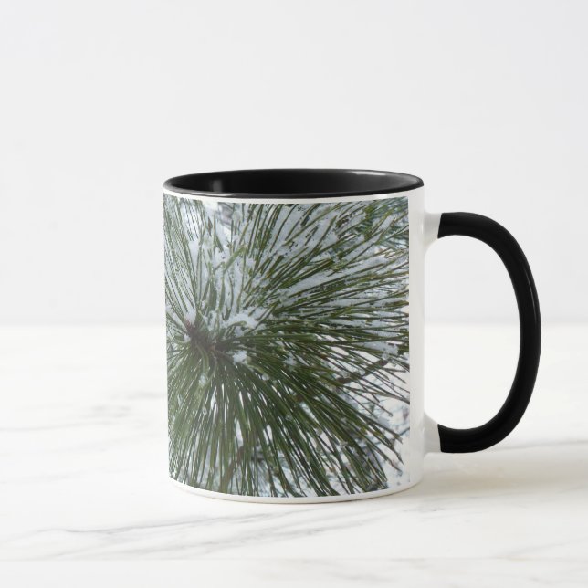 Mug Aiguilles de pin neigeux Hiver Nature Photographie (Droite)