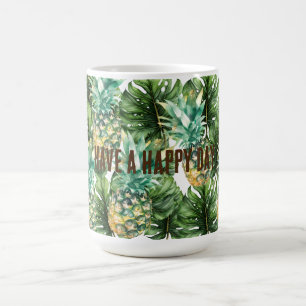 Mug Aiguilles Feuilles tropicales bleues