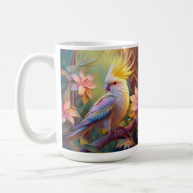 Mug Aile Iridescente Cockatiel Imaginaire Oiseau (Gauche)