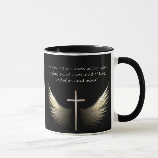 Mug Ailes de Saint-Esprit avec le vers de croix et (Droite)