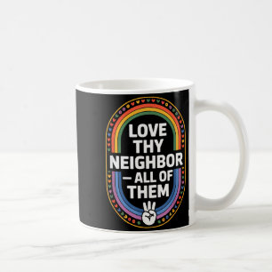 Mug Aime Ton Voisin Tous Retro Vintage Arc-en-Ciel
