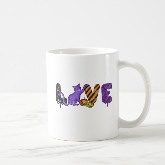 Mug Aimer avec un chat mignon pour Halloween (Droite)