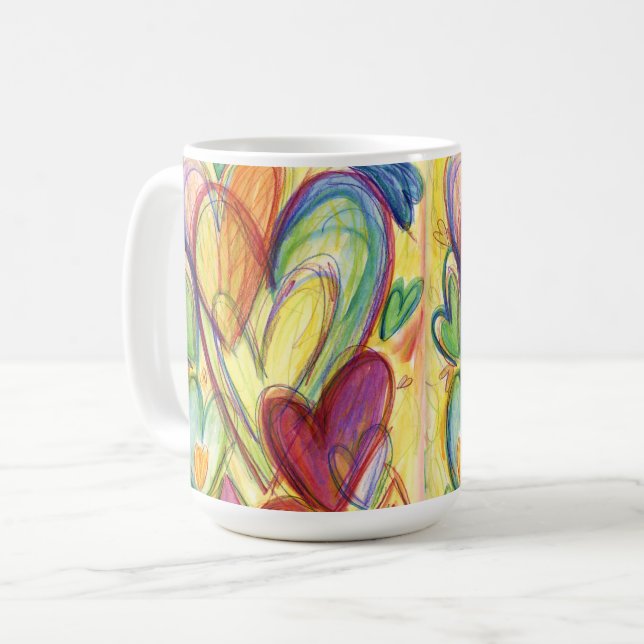 Mug Aimer Coeurs de guérison Art Custom Coffee Cup (Devant gauche)