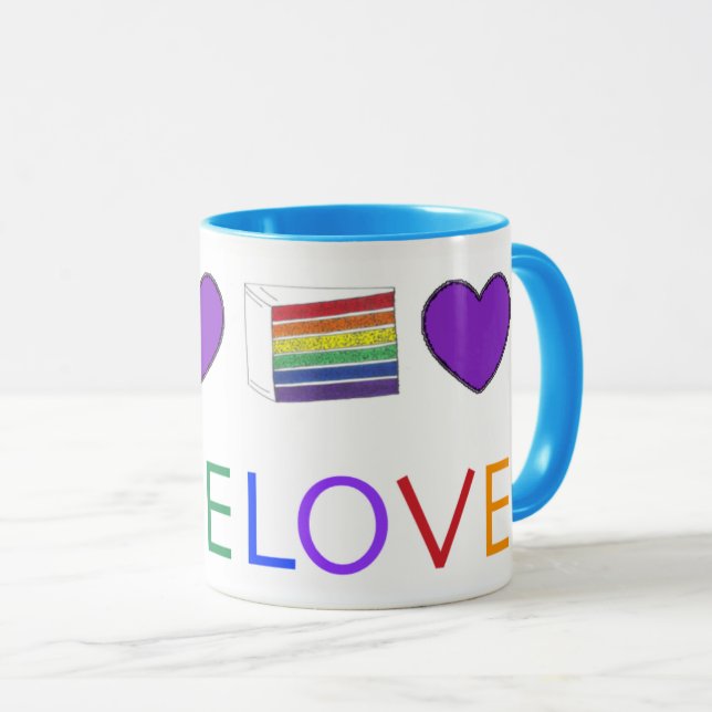 Mug AIMER Gay pride LGBT Couche de gâteau arc-en-ciel (Devant droit)