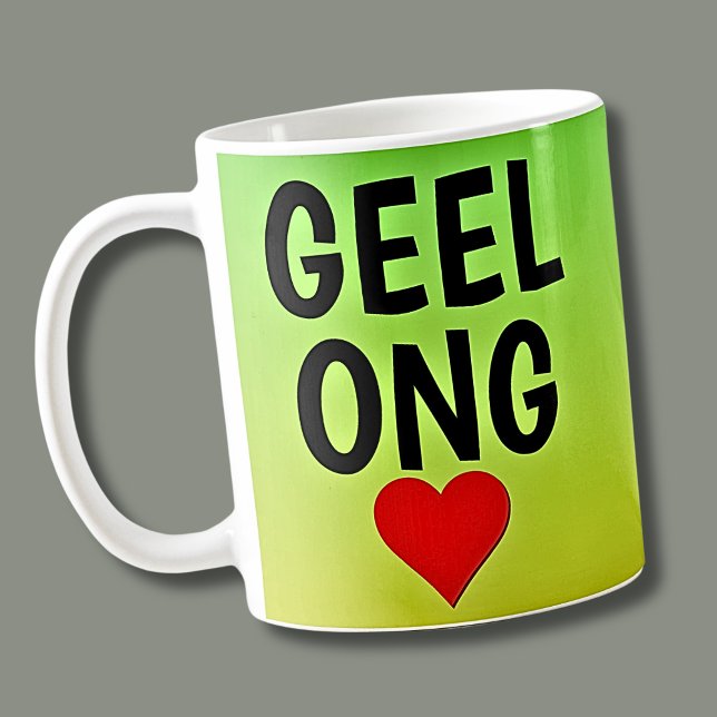 Mug Aimer GEELONG (ou votre texte) Coeur sur l'or vert (Créateur téléchargé)