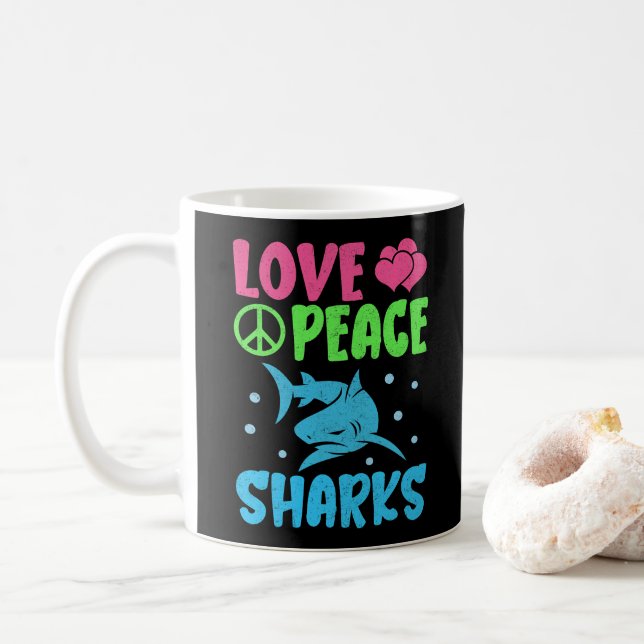 Mug Aimer La Paix Requins Murs Animaux De Mer Requins  (Avec donut)