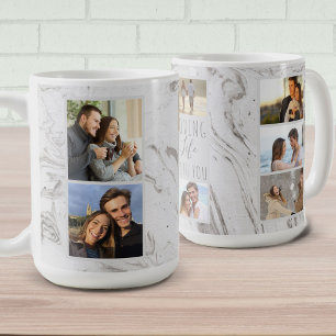 Mug Aimer la vie avec toi - 7 photos en collage Marbre