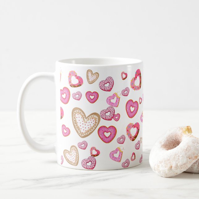 Mug Aimer les beignets de coeur et les cadeaux sucrés  (Avec donut)