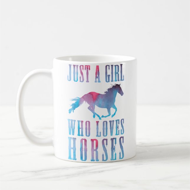 Mug Aimer les chevaux rose bleu équitation (Gauche)
