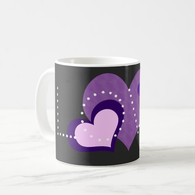 Mug Aimer les coeurs pourpres (Devant gauche)