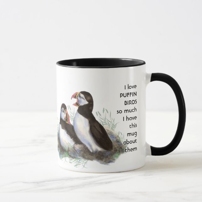 Mug Aimer PUFFIN OISEAUX tellement je me moque Citatio (Droite)