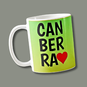 Mug Aimez Canberra (ou votre texte) Coeur sur l'or ver