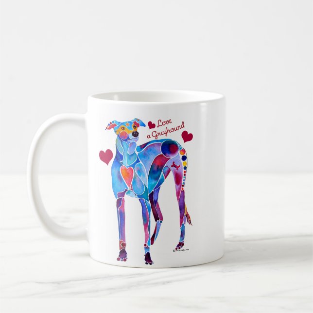 Mug Aimez les T-shirts d'un lévrier et les couvertures (Gauche)