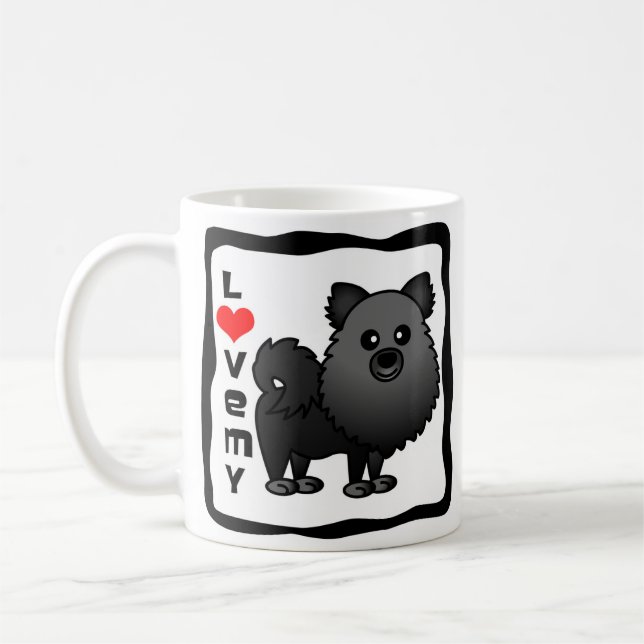 Mug Aimez mon Pomeranian - noir (Gauche)