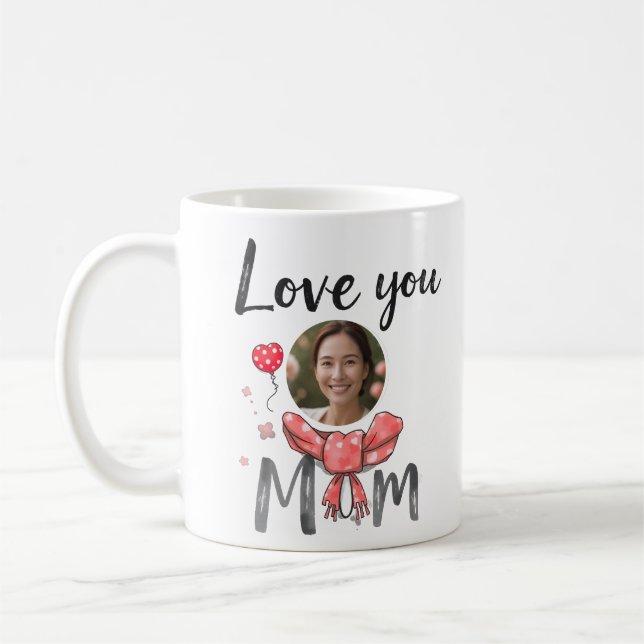 Mug Aimez votre maman avec une photo personnalisée (Gauche)