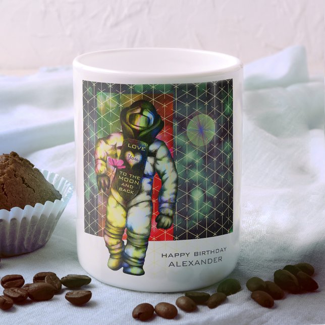 Mug Aimez-vous à l'astronaute de la Lune Dessiner l'es (Créateur téléchargé)