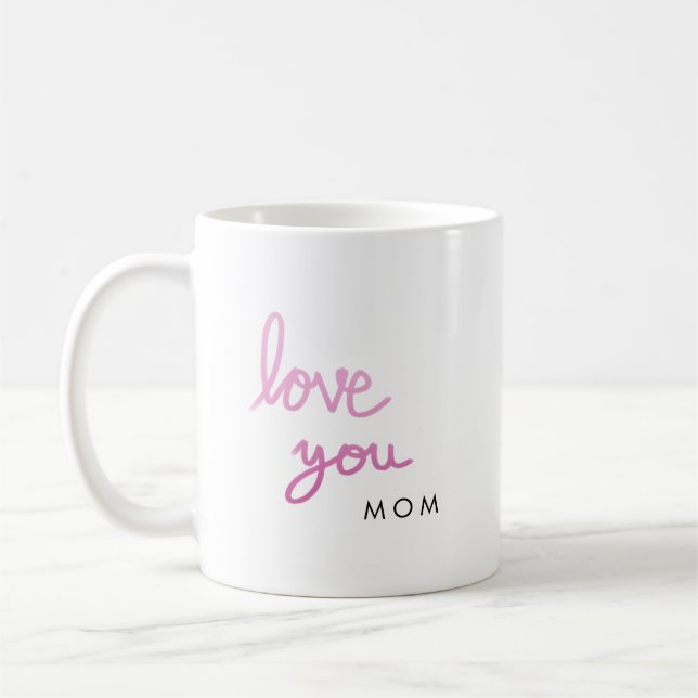 Mug Aimez-vous écriture rose personnalisée (Gauche)