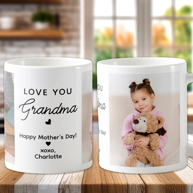 Mug Aimez-vous grand-mère Personnalisé 2 Photo grand-p (Créateur téléchargé)