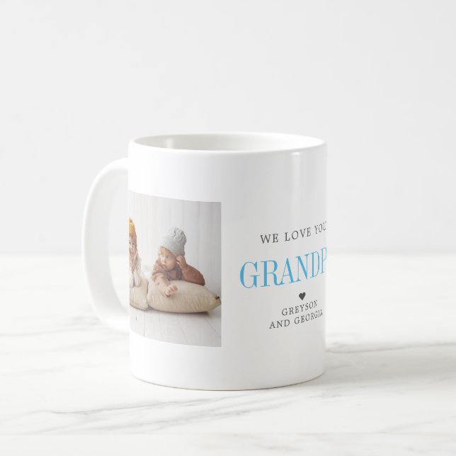 Mug Aimez-vous grand-père | Deux photos collées (Devant gauche)