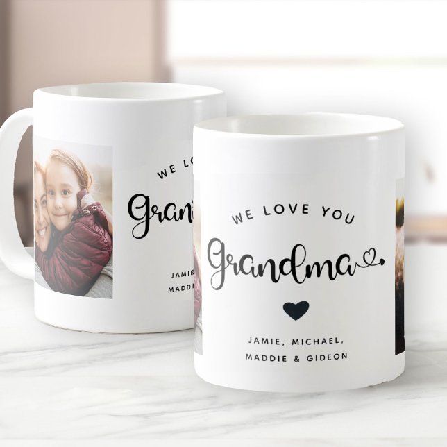 Mug Aimez-vous GRANDMA Coeurs Personnalisé Deux Photo (Créateur téléchargé)