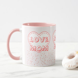 Mug Aimez-vous Maman mignonne Rouge Coeur Rose Joyeux