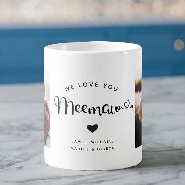 Mug Aimez-vous Meemaw Hearts Custom Deux Photo Café Mu (Créateur téléchargé)